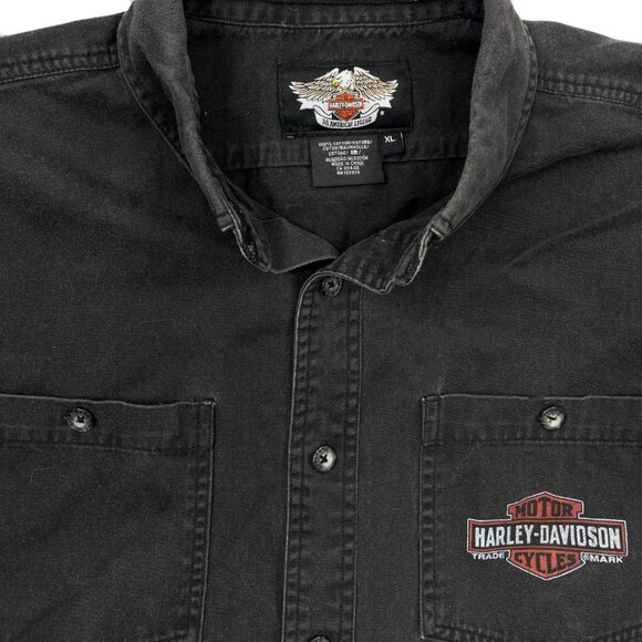 Harley Davidson Cutoff Denim Jean Shirt Vest Grey Biker Motorcycle Men's XL - Picture 4 of 7